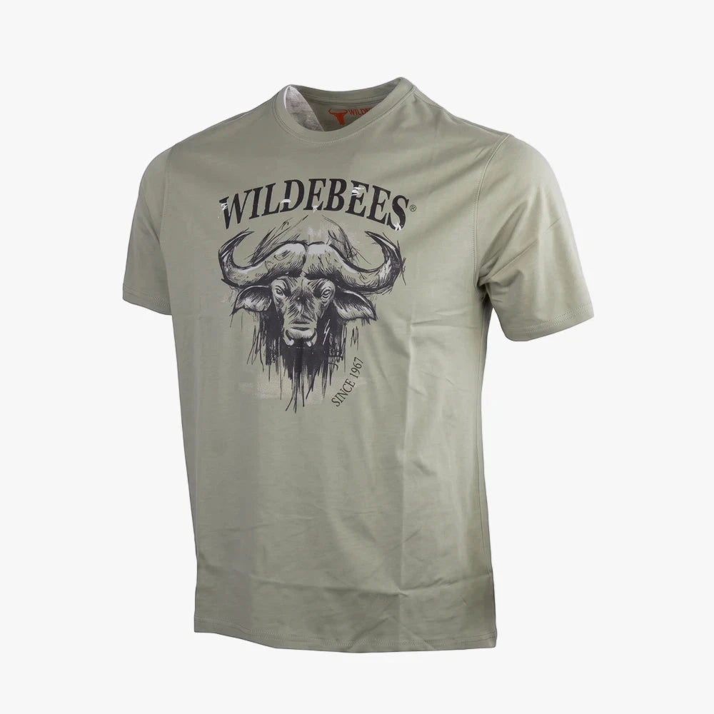Wildebees Mens Sketchy Buffalo Tee Laurel Green | Wildebees