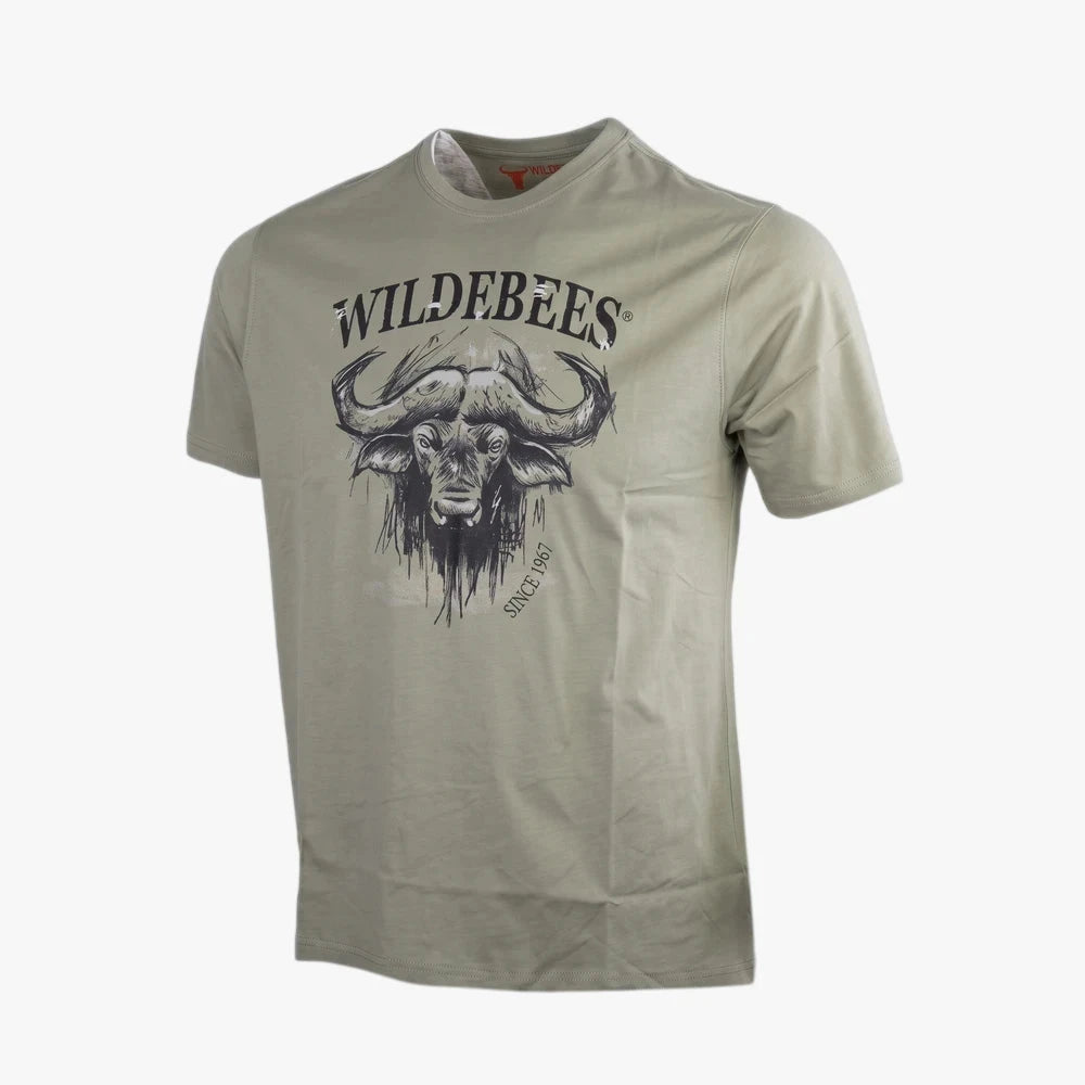 Wildebees Mens Sketchy Buffalo Tee Laurel Green | Wildebees