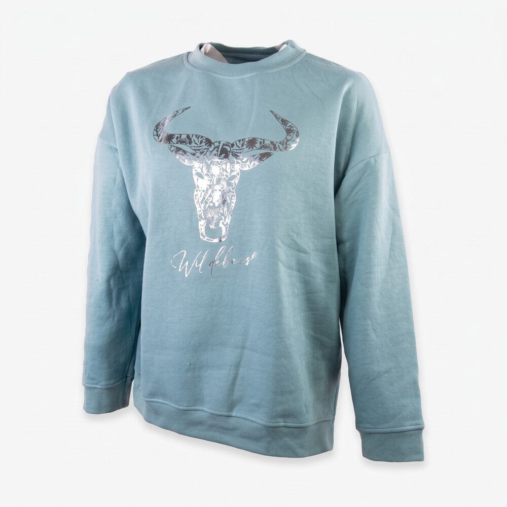 Wildebees Womens Dainty Foil Sweater Aqua Mist | Wildebees