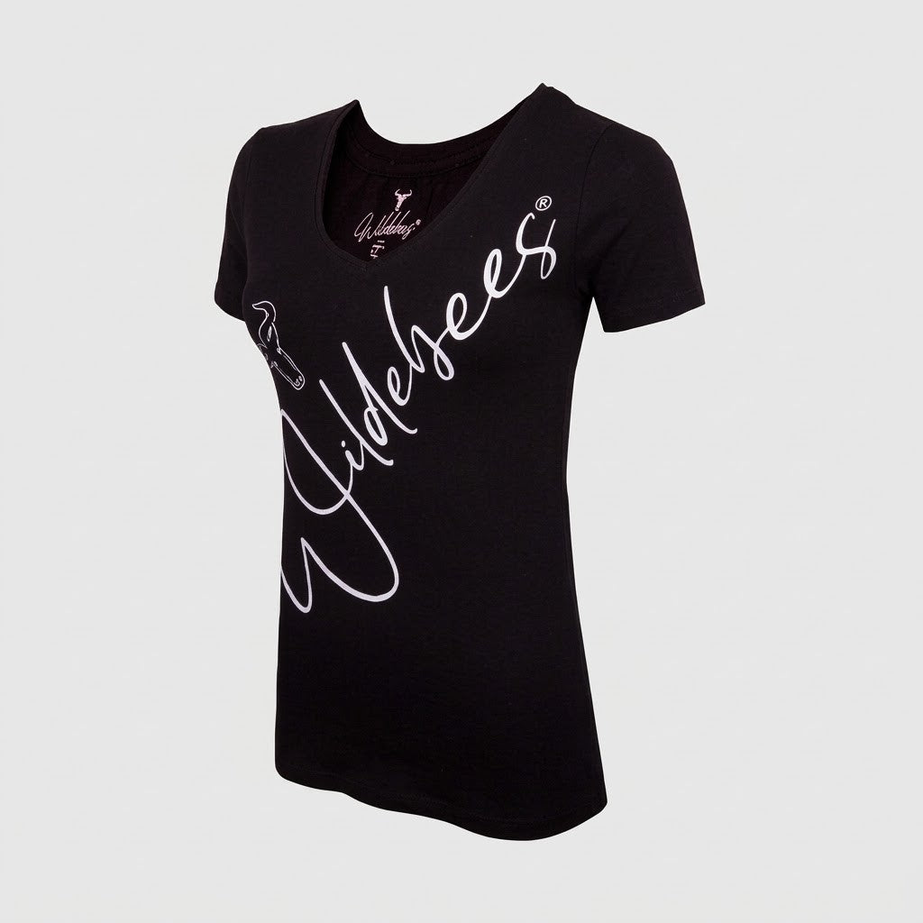 Wildebees Womens Signature V Neck Tee Black