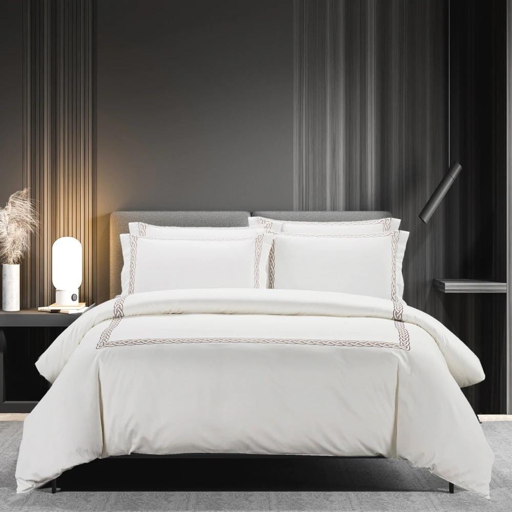 Cotton Co Opulence Sophia King 300 Thread Count Duvet Cover Set White Cotton Co