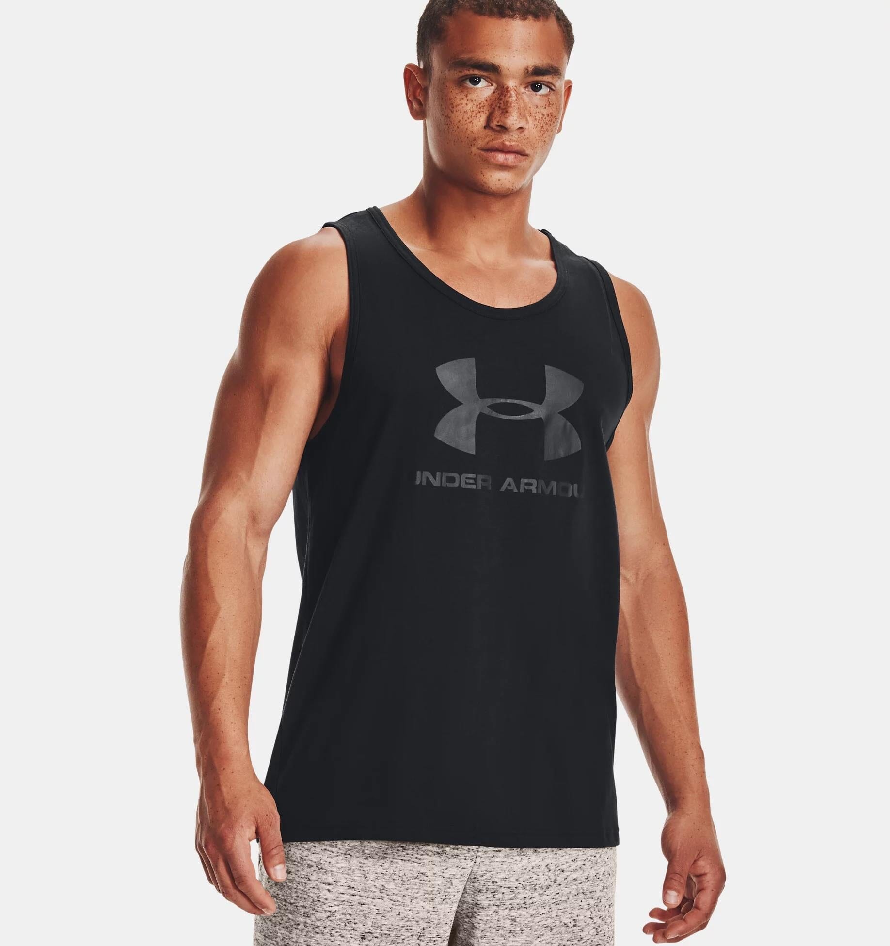 Under Armour Mens Sportstyle Logo Tank Vest Black Under Armour