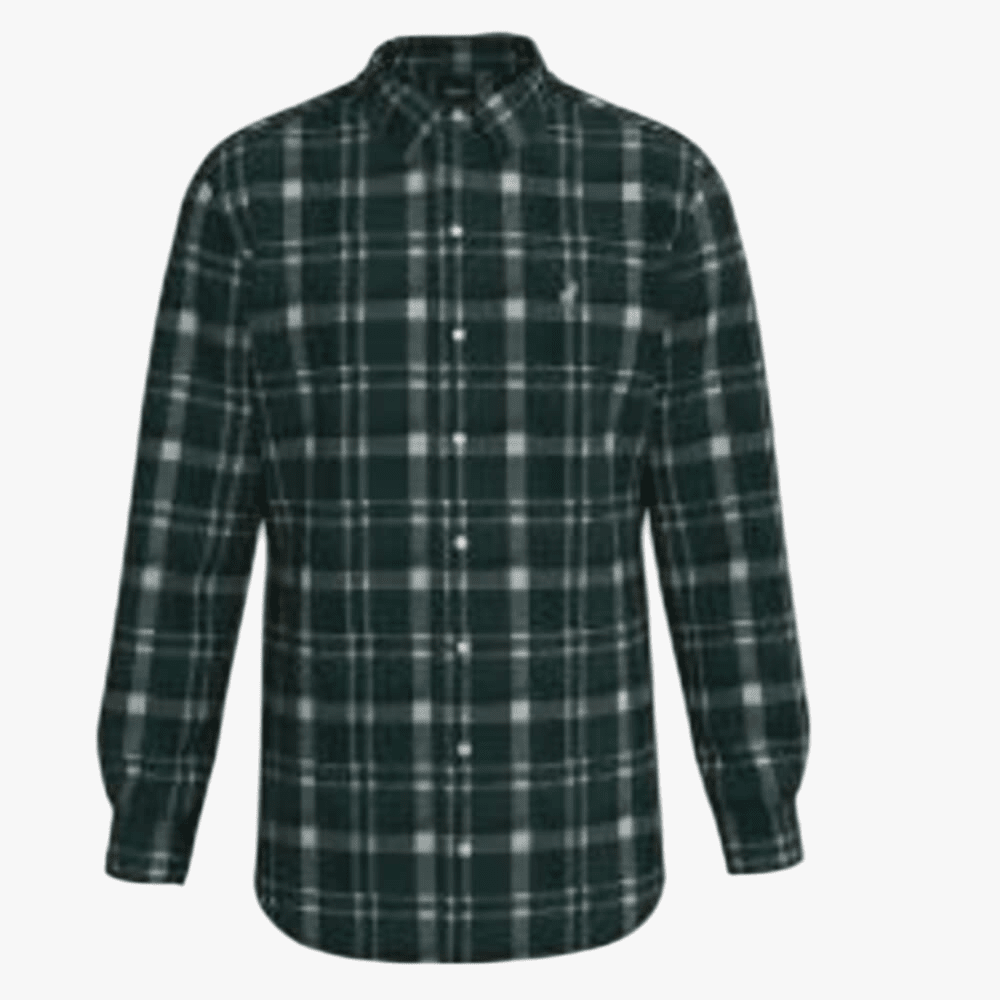 Polo Mens Easy Care Check Long Sleeve Tee Dark Green | Polo