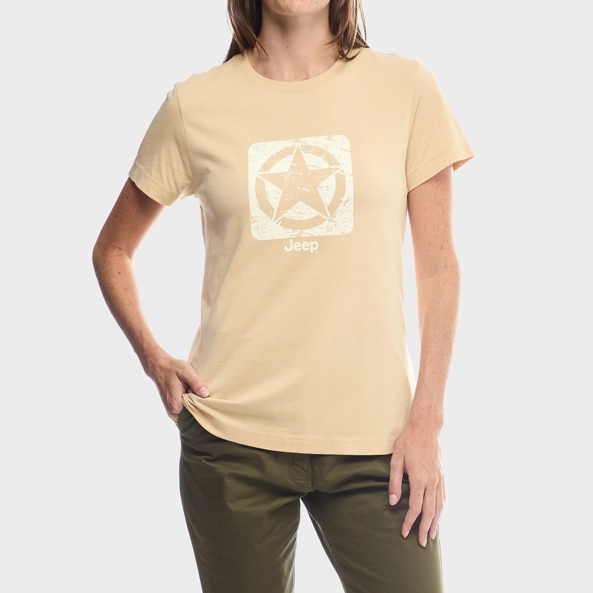 Jeep Womens Star Icon Short Sleeve Tee Khaki | Jeep