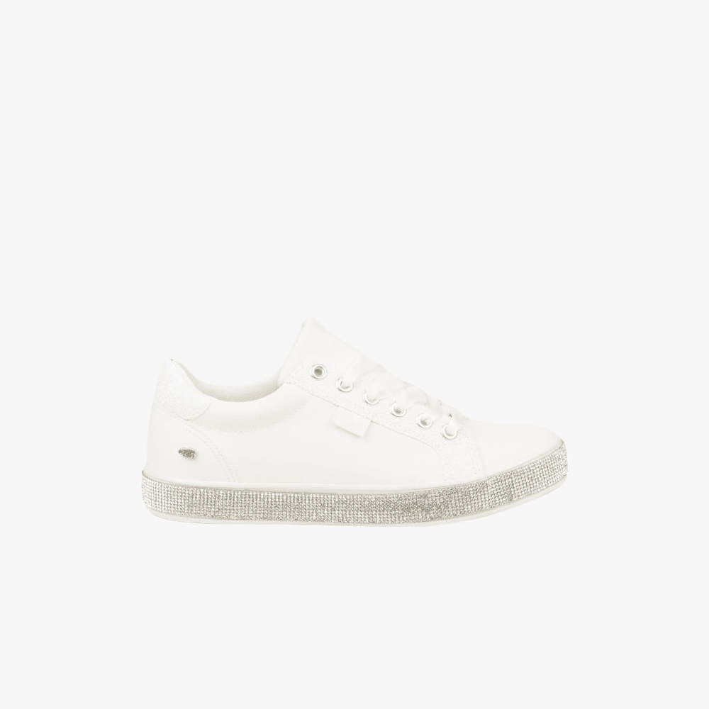 Miss Black Womens Sparkle 4 Glitter Sneaker White | Miss Black