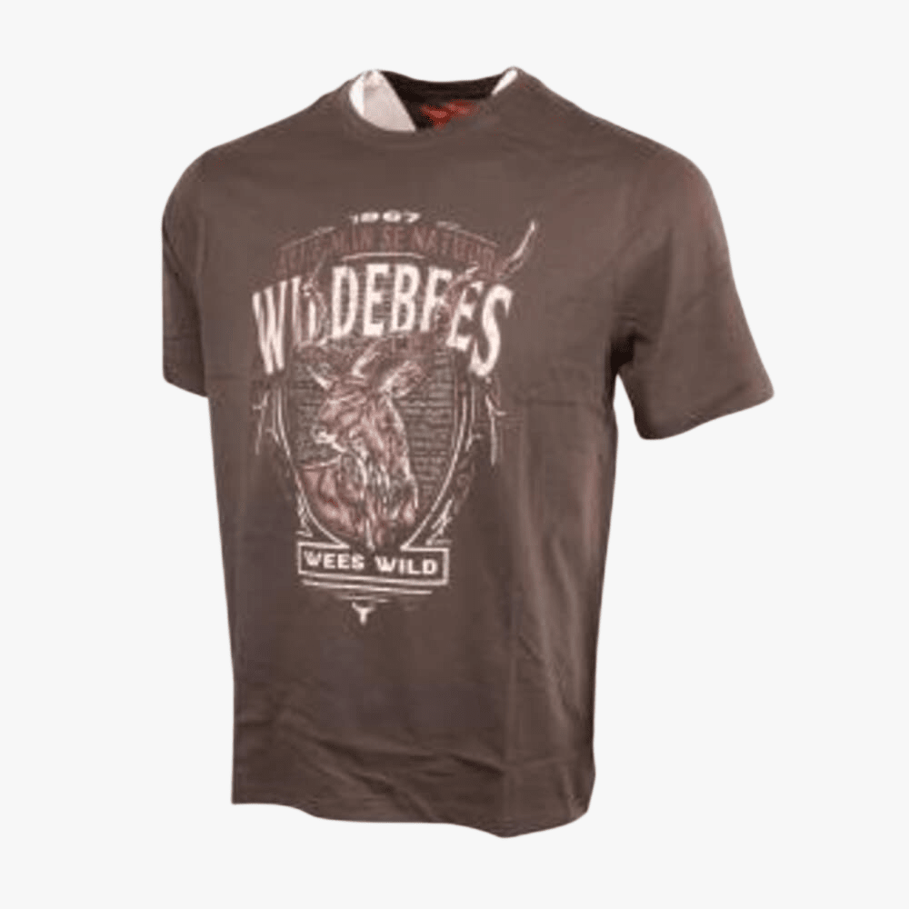 Wildebees Mens Woolook Kudu Shield Short Sleeve Tee Fatigue | Wildebees