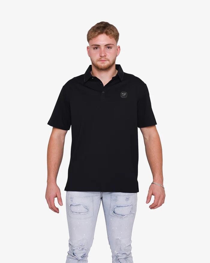 Soviet Mens Sobral Short Sleeve Golfer Black | Soviet