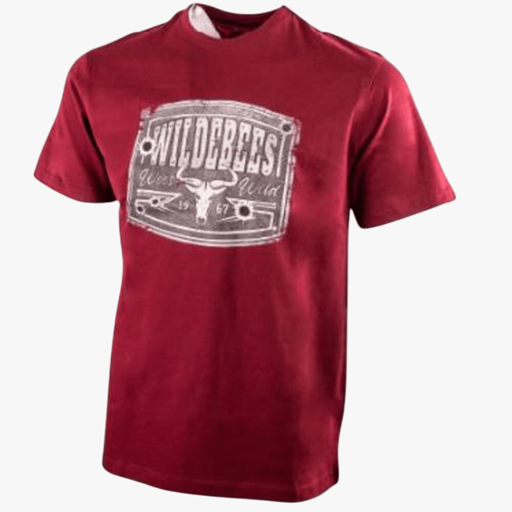 Wildebees Mens Bullet Sign Short Sleeve Tee Cabernet | Wildebees