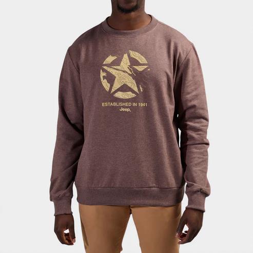 Jeep Mens Crew Sweater Sepia Jeep