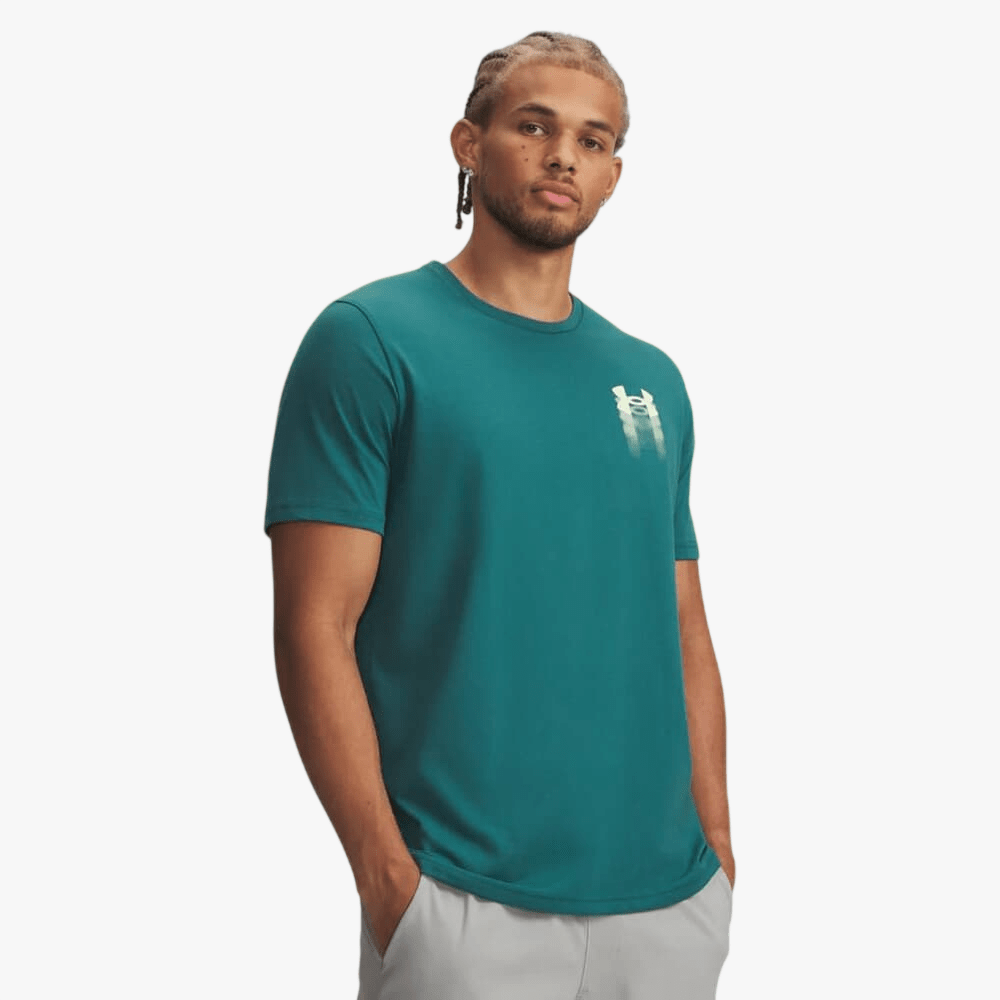 Under Armour Mens Blur Logo Tee 338 Teal | Under Armour