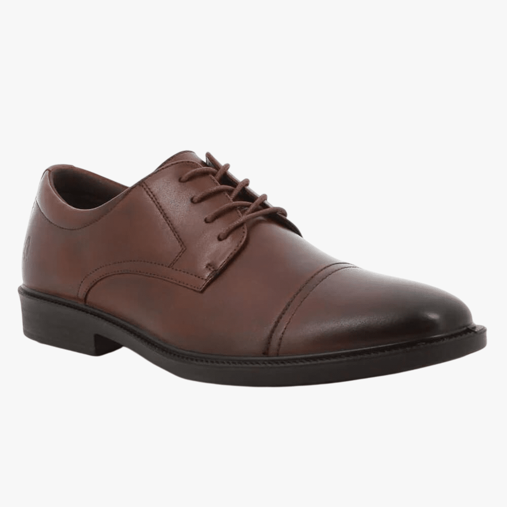 Hush Puppies Mens Reggie Cow Leather Shoe Dark Tan | Hush Puppies