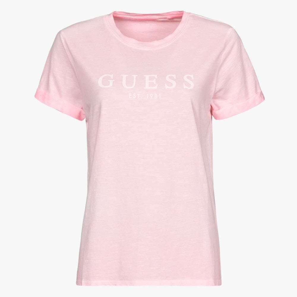 Guess Womens 1981 Roll Cuff Short Sleeve Tee Pink | Guess