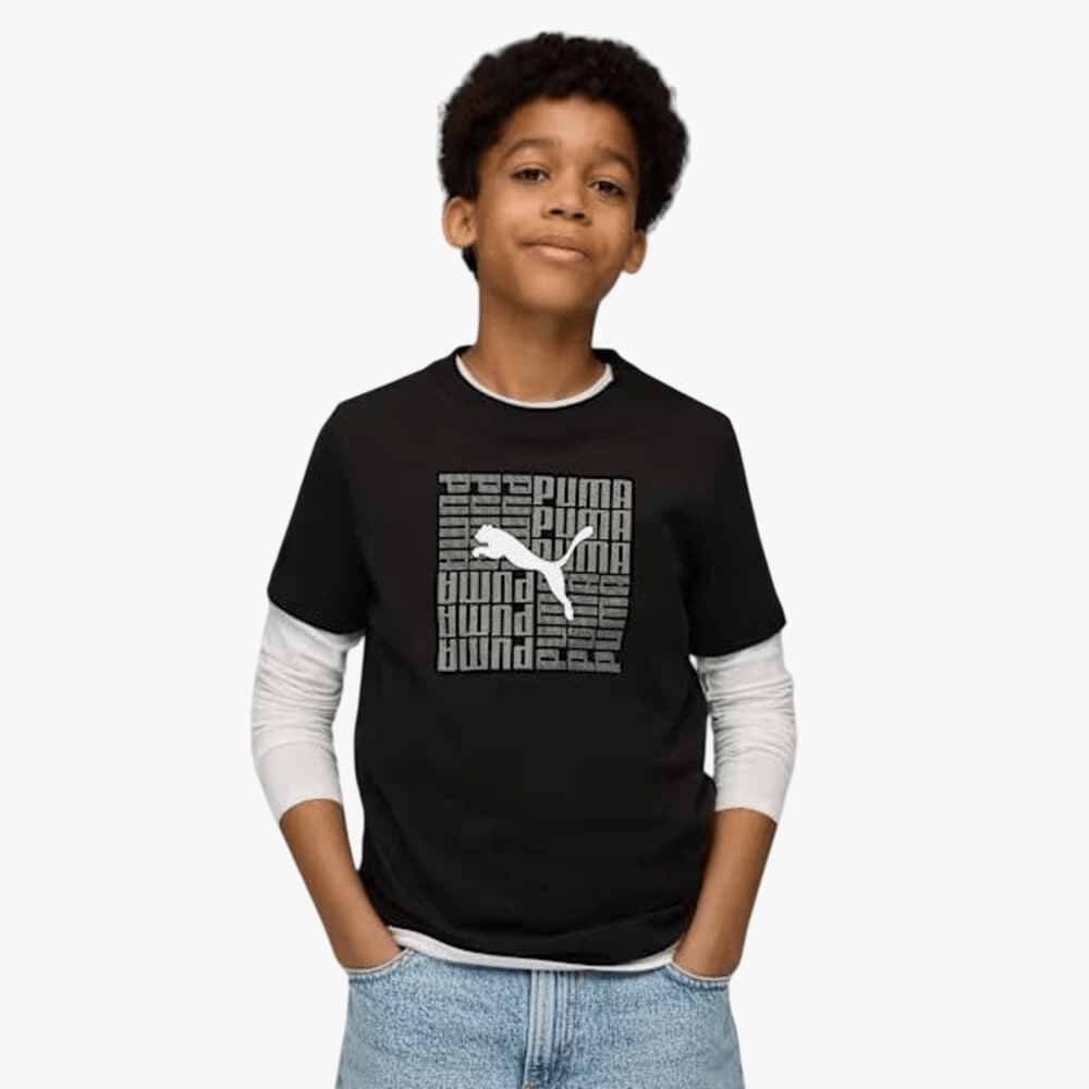 Puma Boys Graphic Box Tee Black | Puma