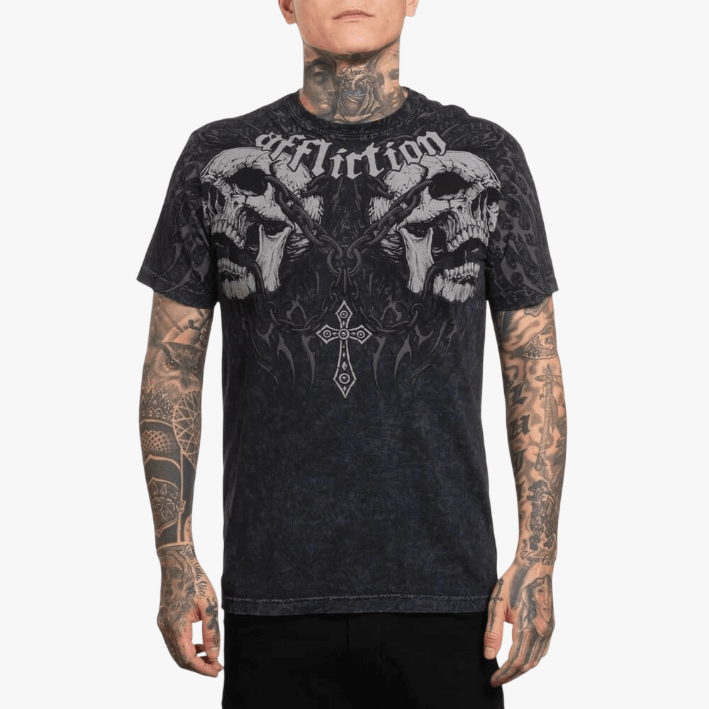 Affliction Mens Decimation Tee Black Lava | Affliction