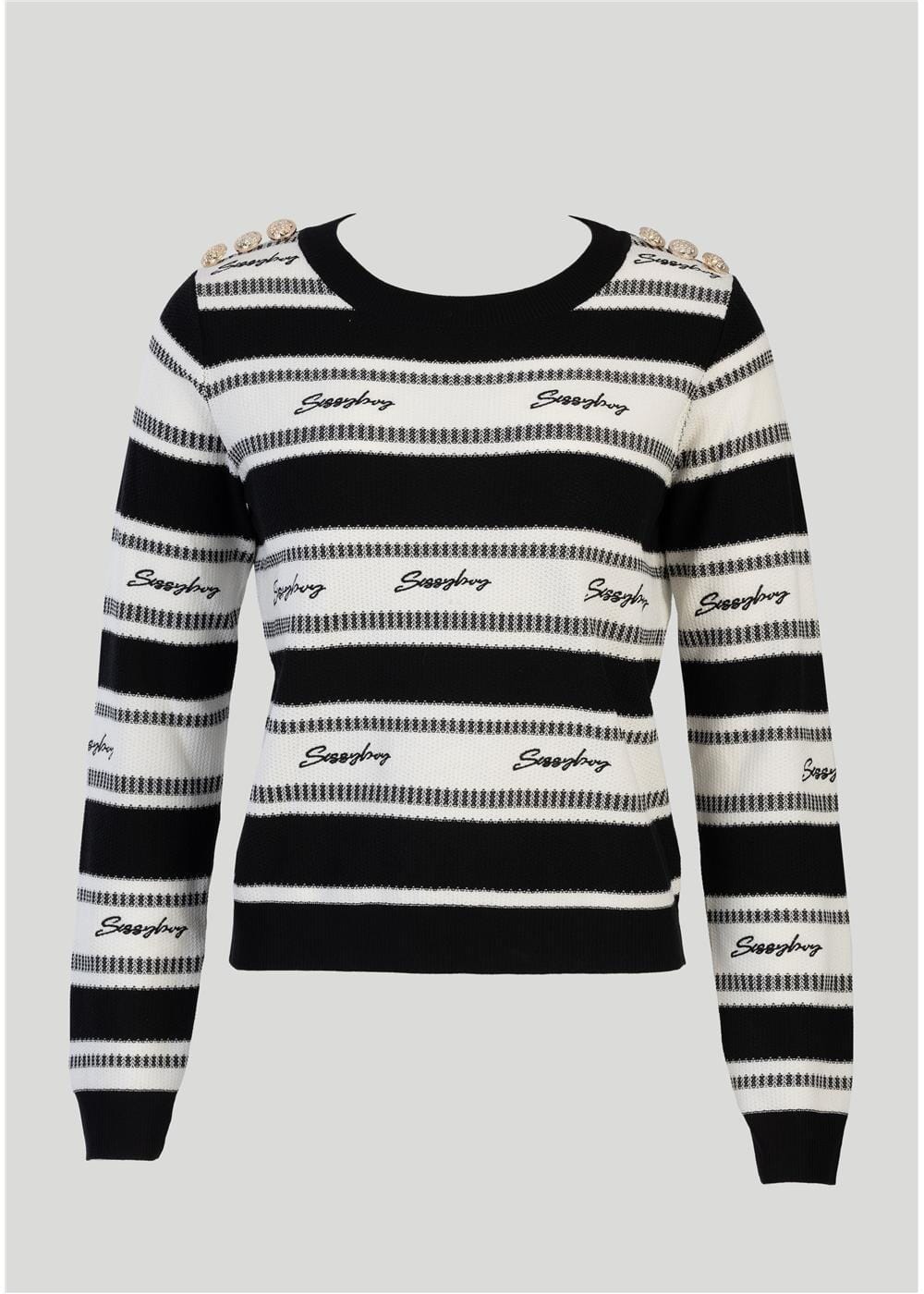 Sissy Boy Miss You More Knit Sweater Black Off White | Sissy Boy