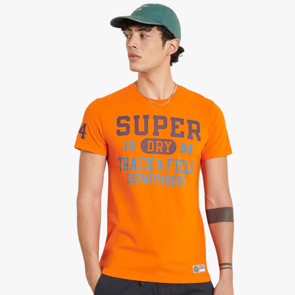 Superdry Mens Track And Field Graphic Short Sleeve Tee Denver Orange