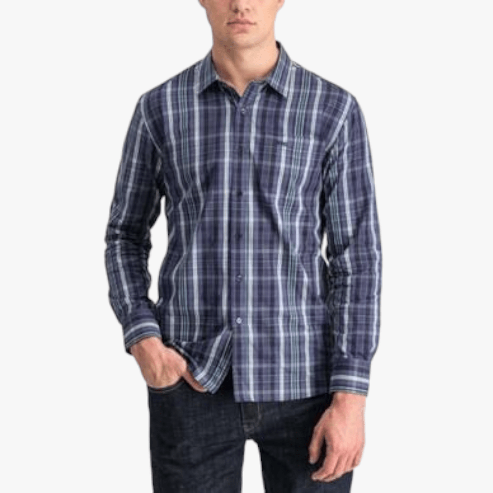 Jeep Mens Long Sleeve Yd Check Shirt Vintage Blue Green Dream | Jeep