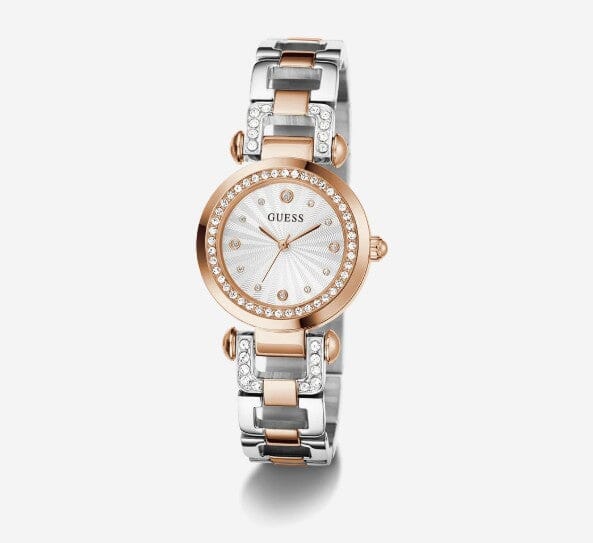 Guess Womens Ginger 2 Tone Rose Gold Silver Watch | Guess