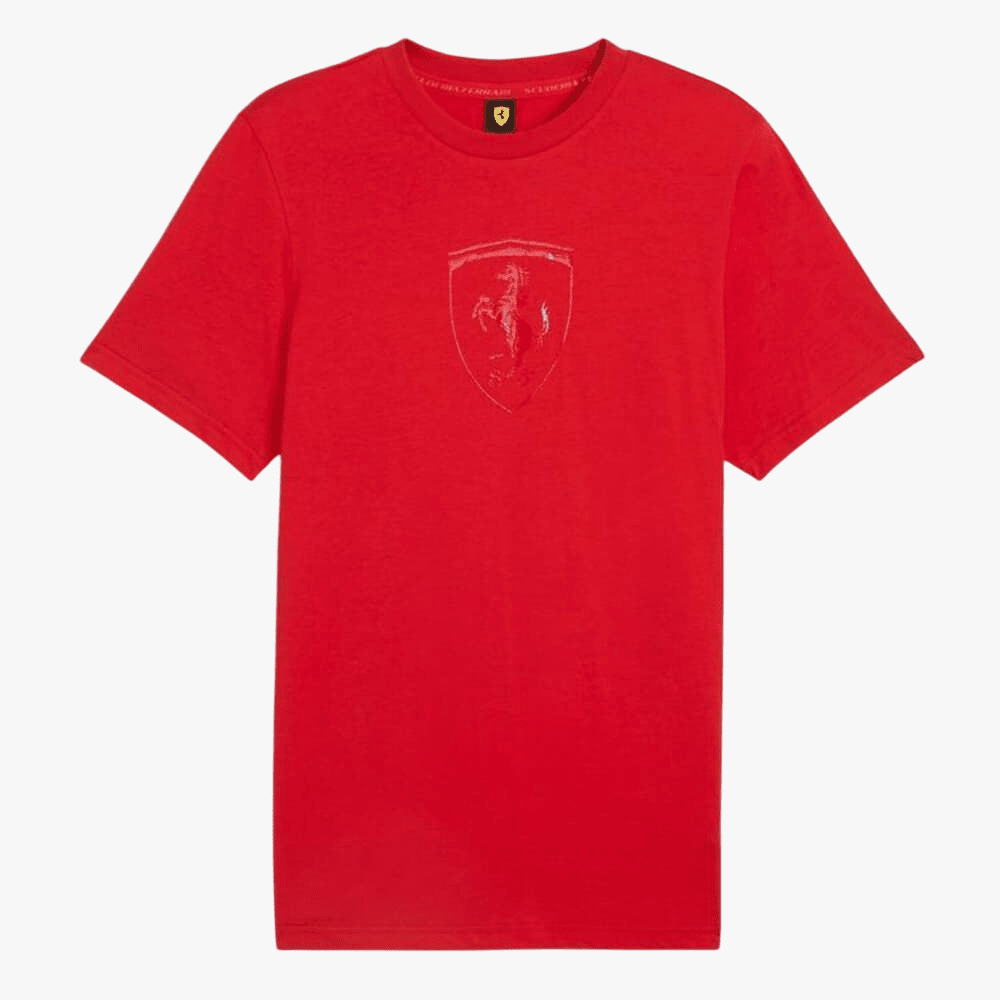 Puma Mens Ferrari Race Tonal Short Sleeve Tee Big Shield Red | Puma