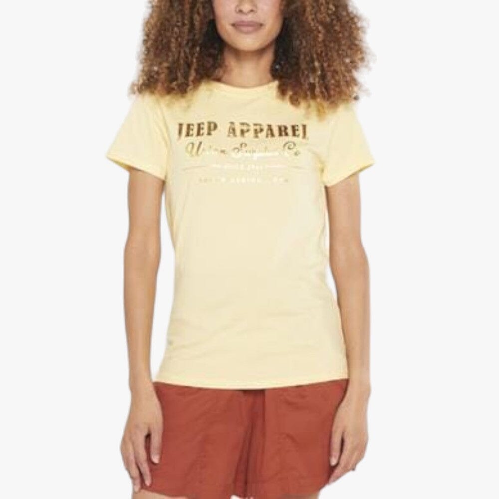 Jeep Womens Logo Foil Short Sleeve Tee Pale Banana | Jeep