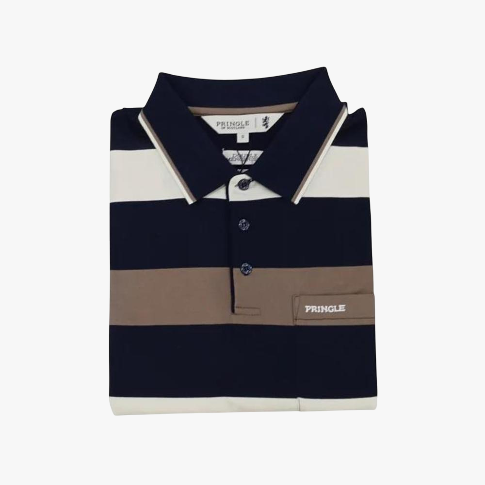 Pringle Mens Brennon Mercerised Short Sleeve Golfer Navy