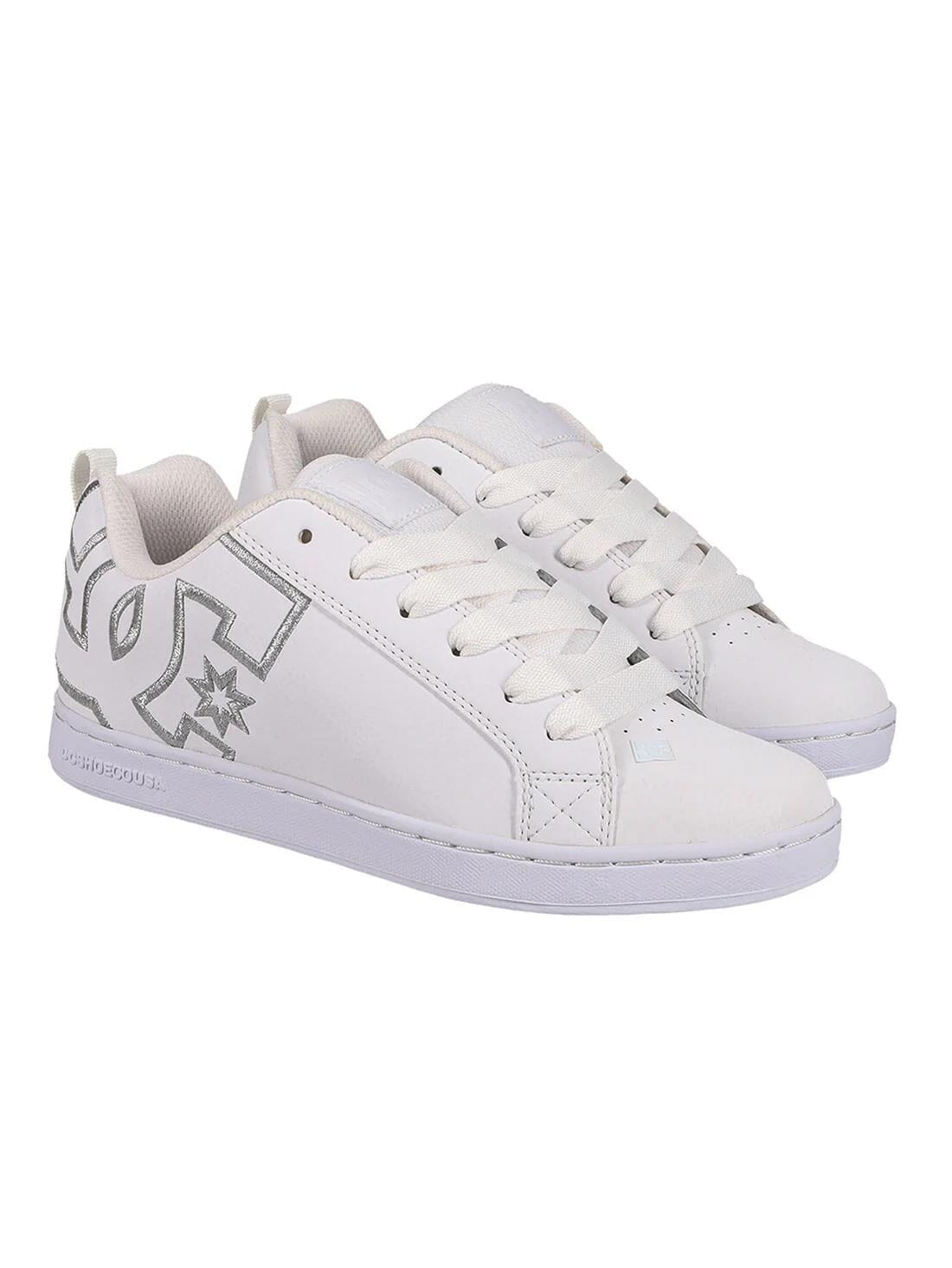 Dc Womens Court Graffik Sneaker White M Silver | DC