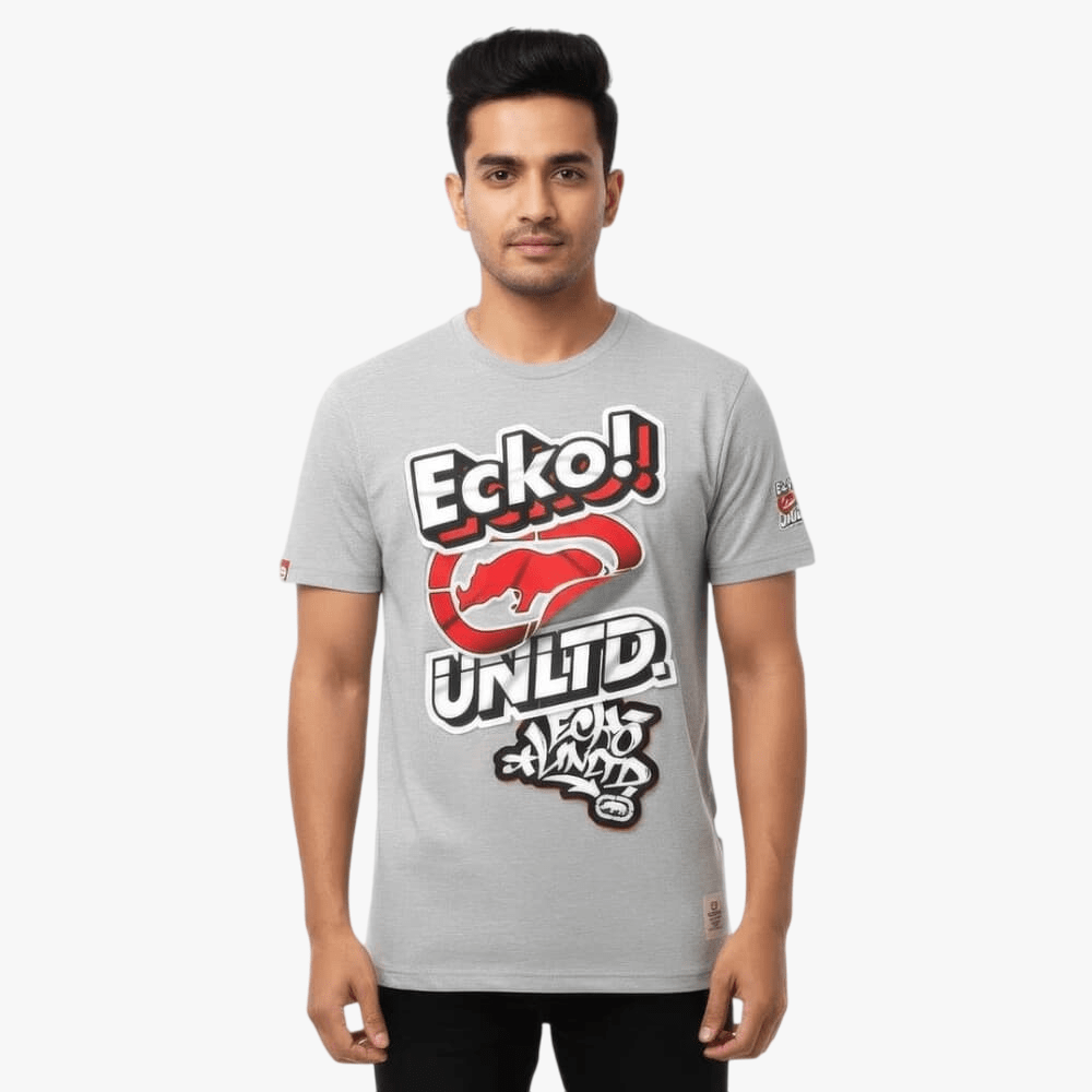 Ecko Mens Basic Short Sleeve Tee Grey Mel | Ecko