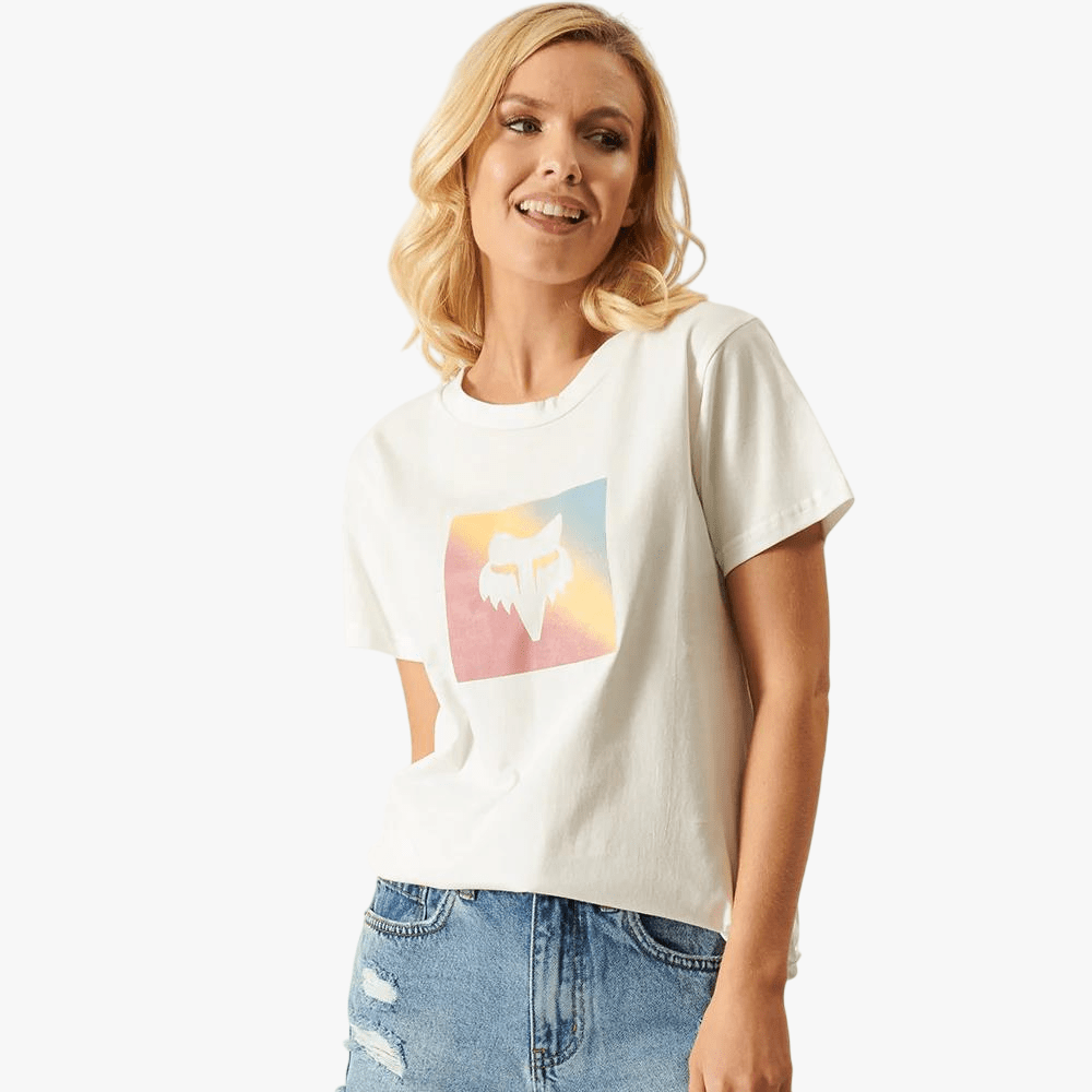 Fox Womens Rainbow Short Sleeve Tee Vintage White | Fox