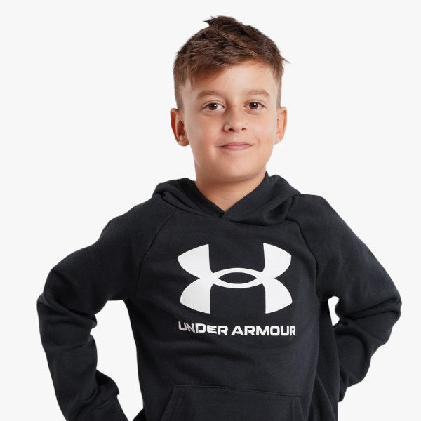 Under Armour Boys Big Logo Rival Fleece Hoody 001 Black