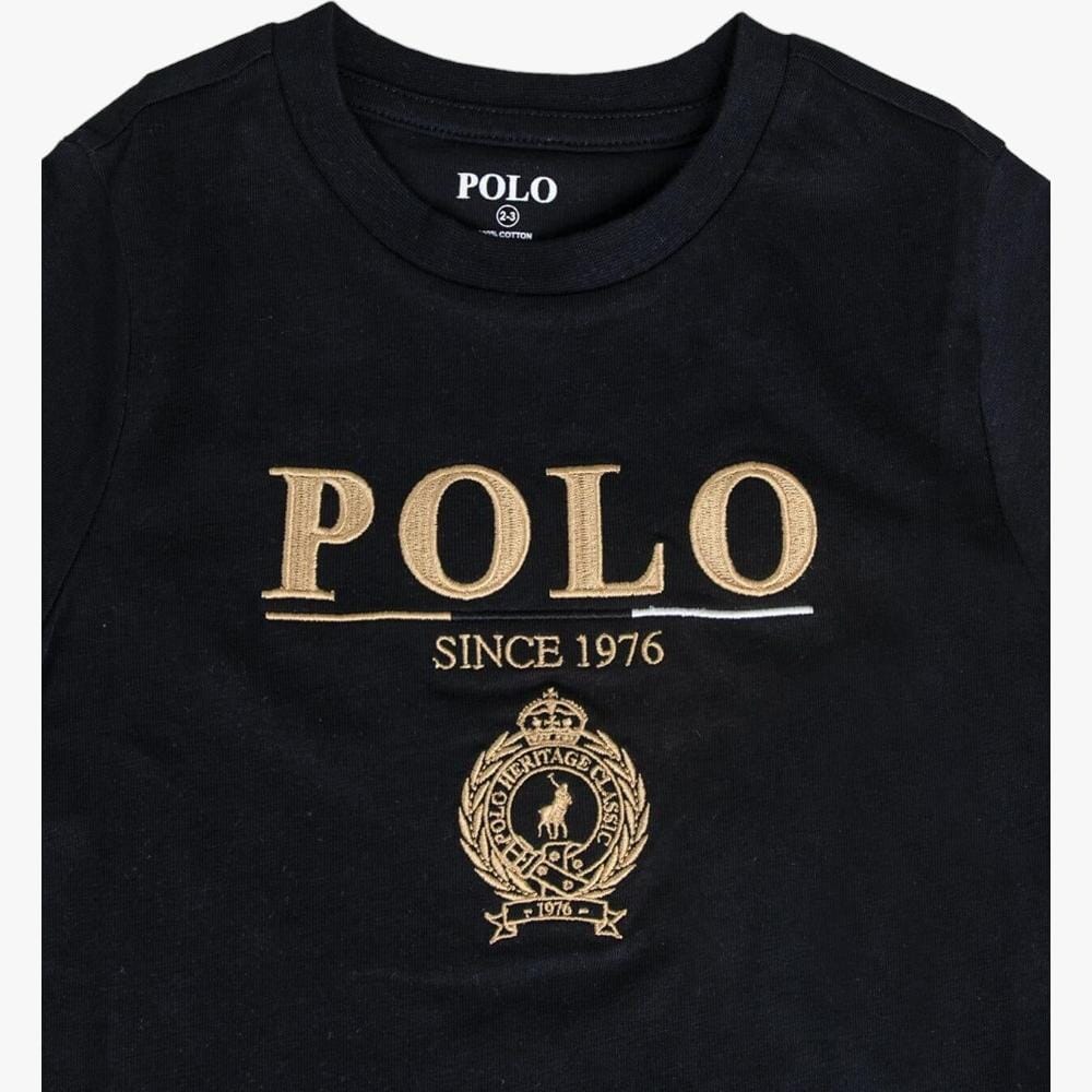 Polo Boys Logan Crested Short Sleeve Tee Black Polo