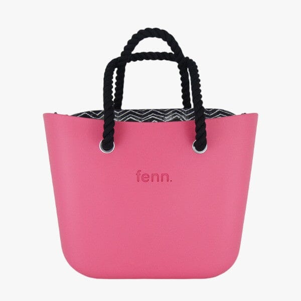 Fenn Original Cerise Handbag P72 Inner Silver Zip Black Rope Handle | Fenn