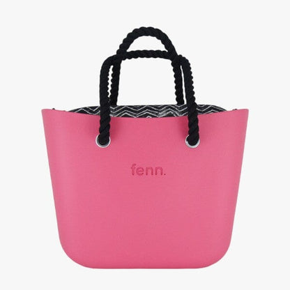 Fenn Original Cerise Handbag P72 Inner Silver Zip Black Rope Handle | Fenn