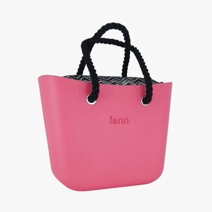 Fenn Original Cerise Handbag P72 Inner Silver Zip Black Rope Handle | Fenn