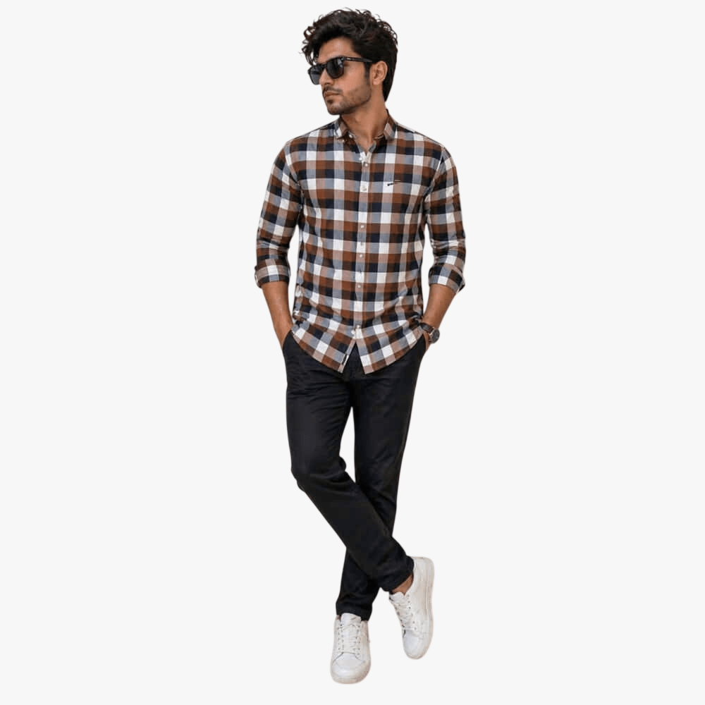 Pringle Mens Classic Fit Long Sleeve Shirt Brown | Pringle