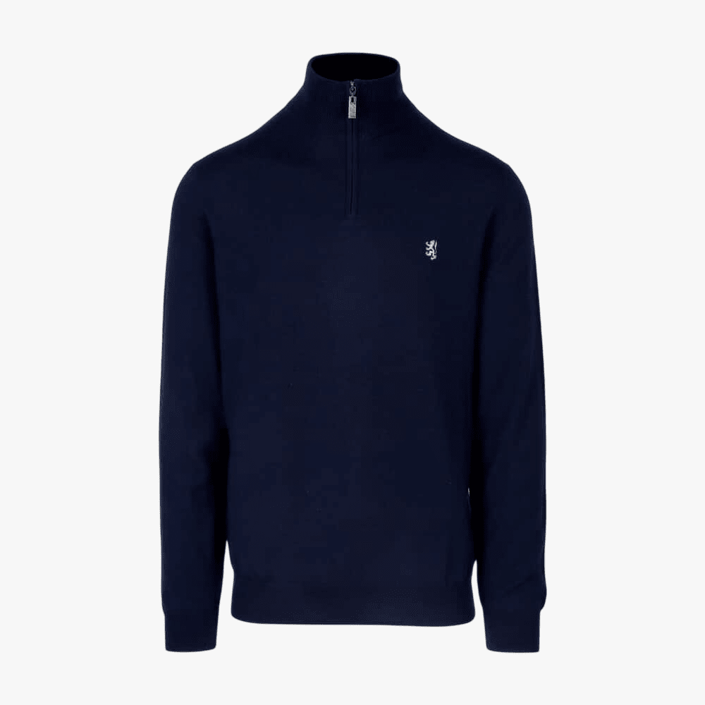 Pringle Mens Ernie 1/4 Zip Merino Wool Sweater Navy | Pringle