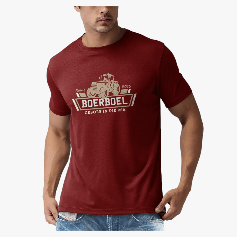 Boerboel Mens Premium Cotton Short Sleeve Tee Maroon | Boerboel