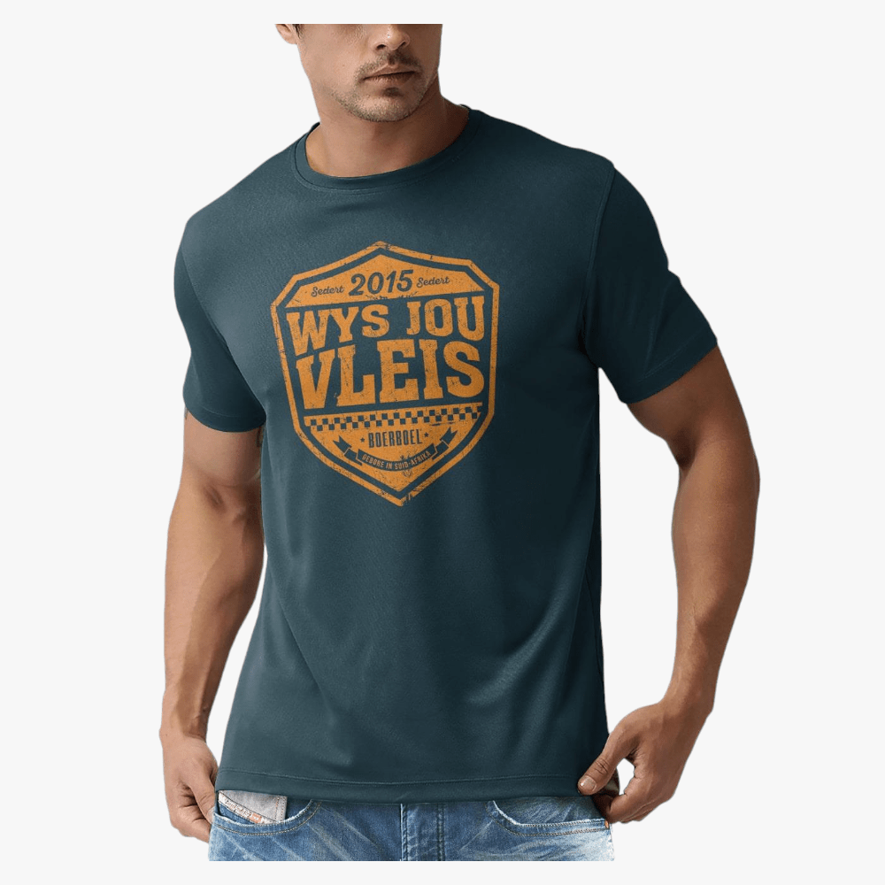 Boerboel Mens Premium Cotton Wys Short Sleeve Tee Petrol Blue | Boerboel