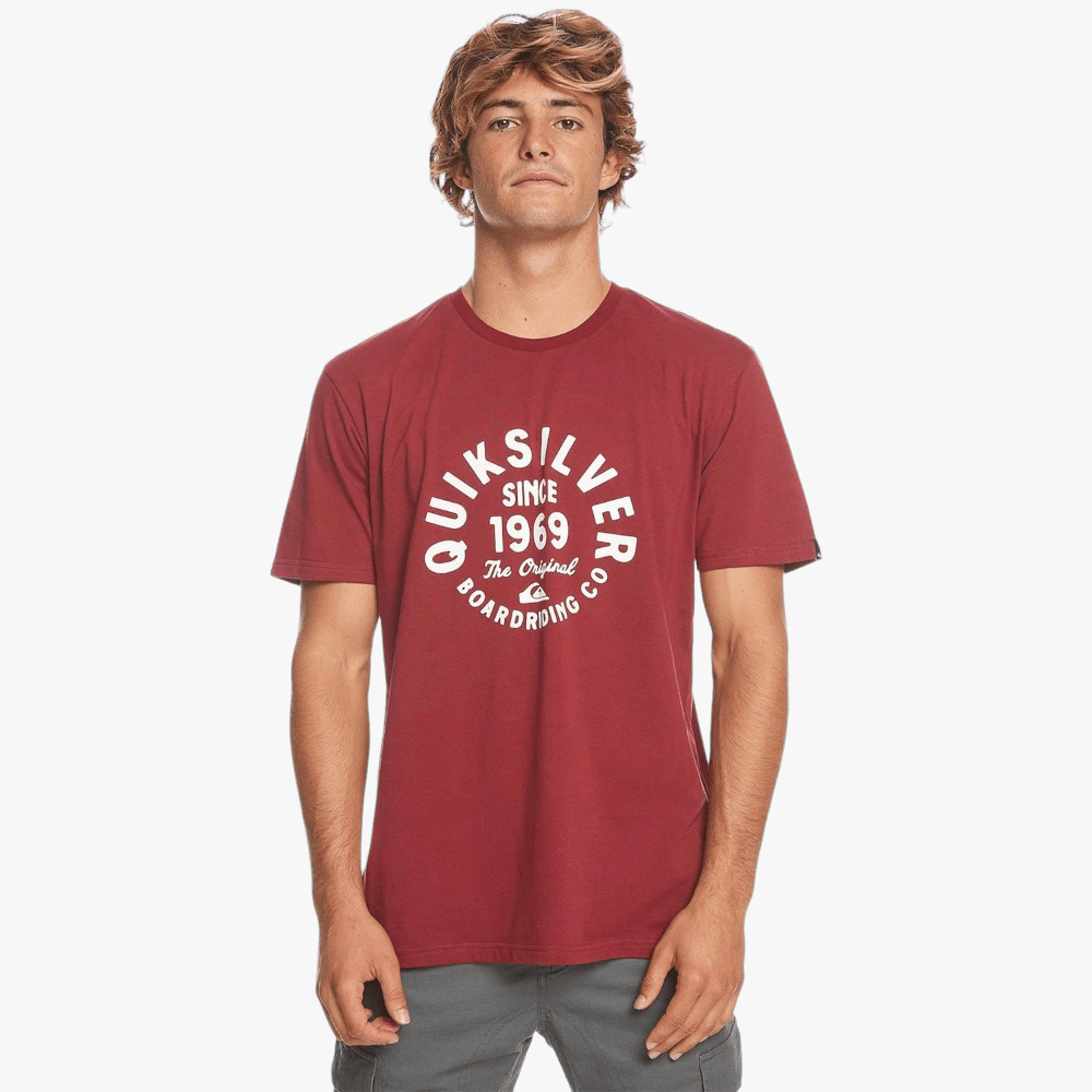 Quiksilver Mens Circled Script Front Short Sleeve Tee Tibetan Red | Quiksilver