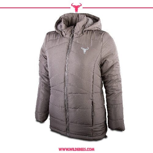 Wildebees Womens Teddy Fleece Plain Puffer Jacket Mist | Wildebees