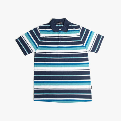 Urban Life Mens Golfer Navy Aqua Stripe | Urban