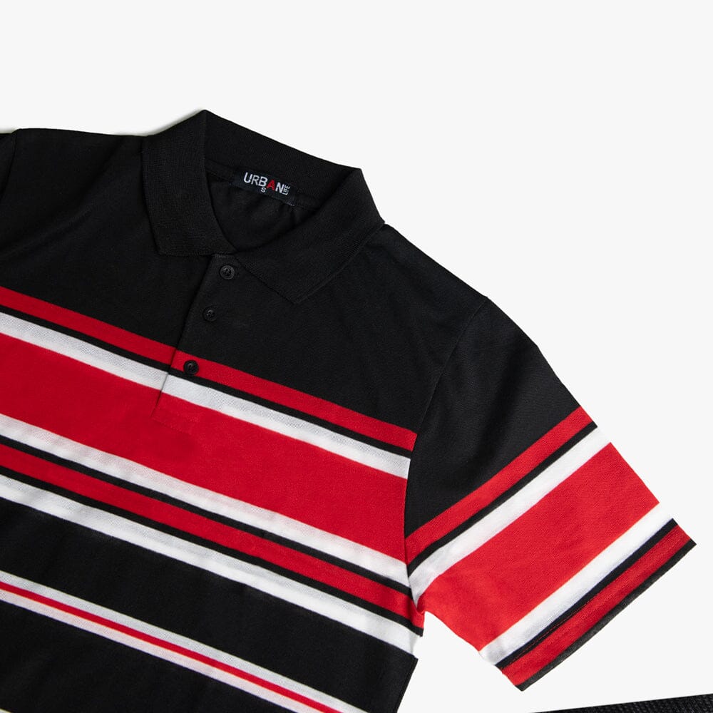 Urban Life Mens Golfer Black Red Stripe | Urban