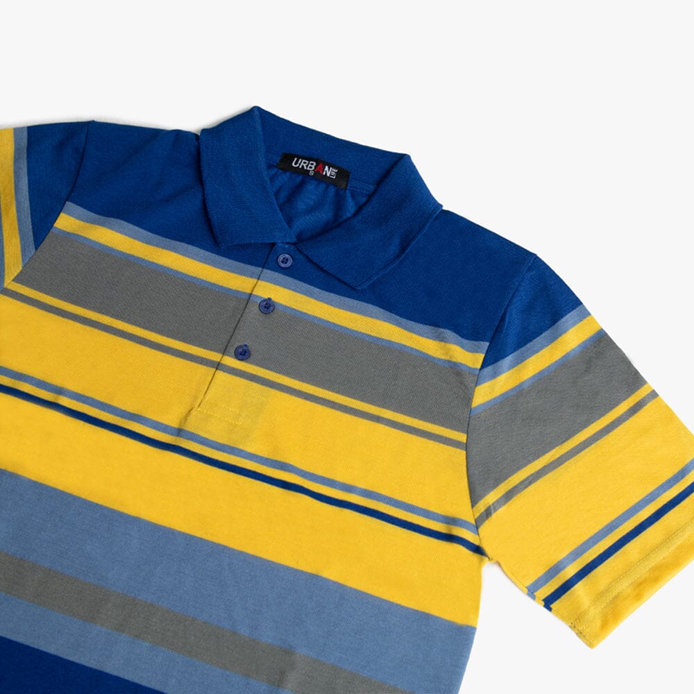 Urban Life Mens Golfer Royal Blue Yellow Stripe | Urban