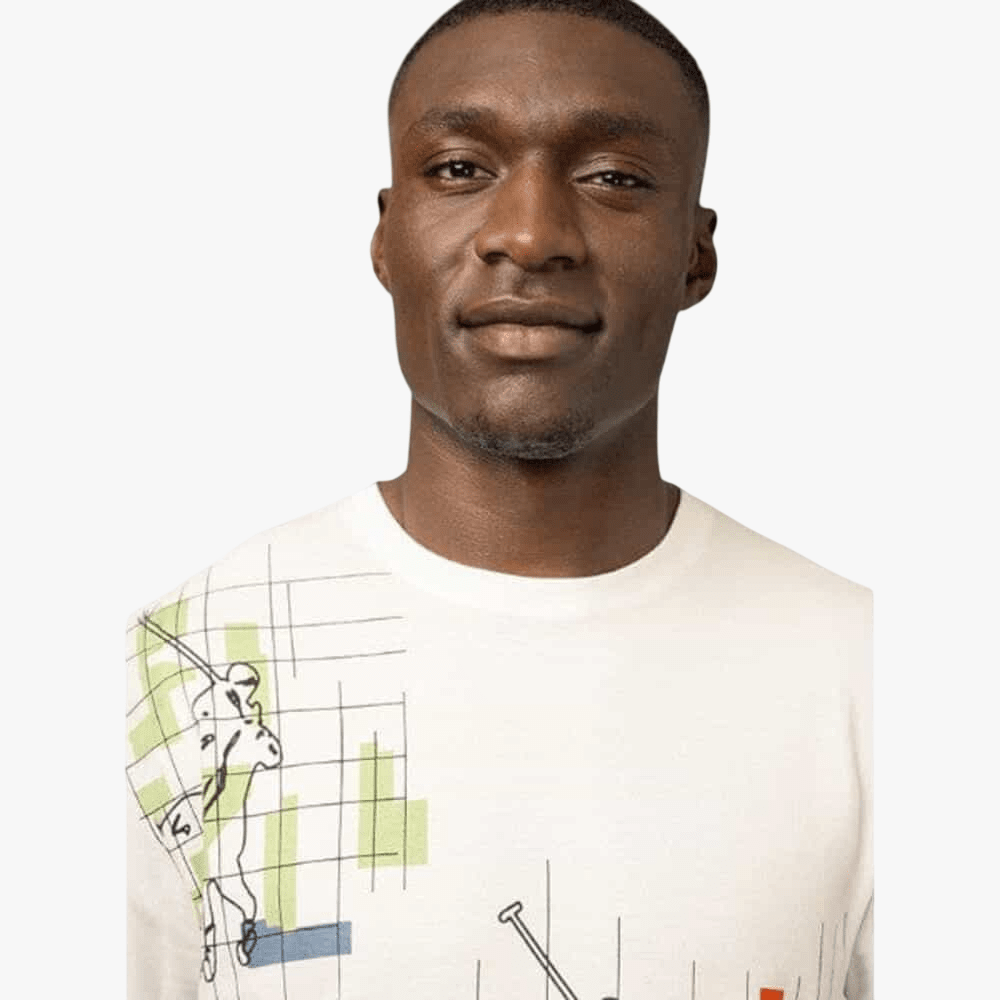 Polo Mens Distorted Printed Short Sleeve Tee Off White | Polo