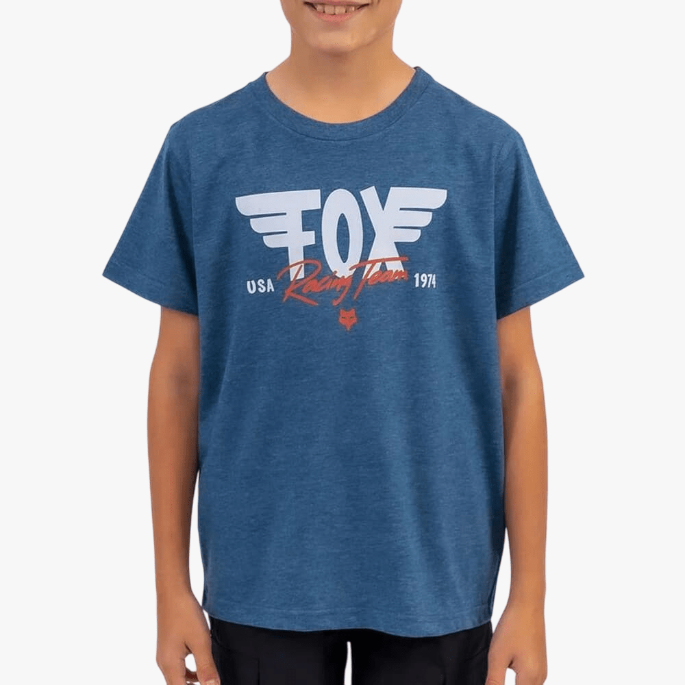 Fox Boys Winged Short Sleeve Tee Heather Navy | Fox