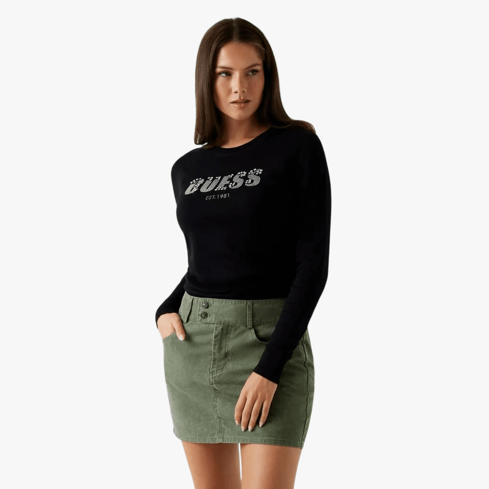 Guess Womens Reyna Logo Sweater Black | Guess