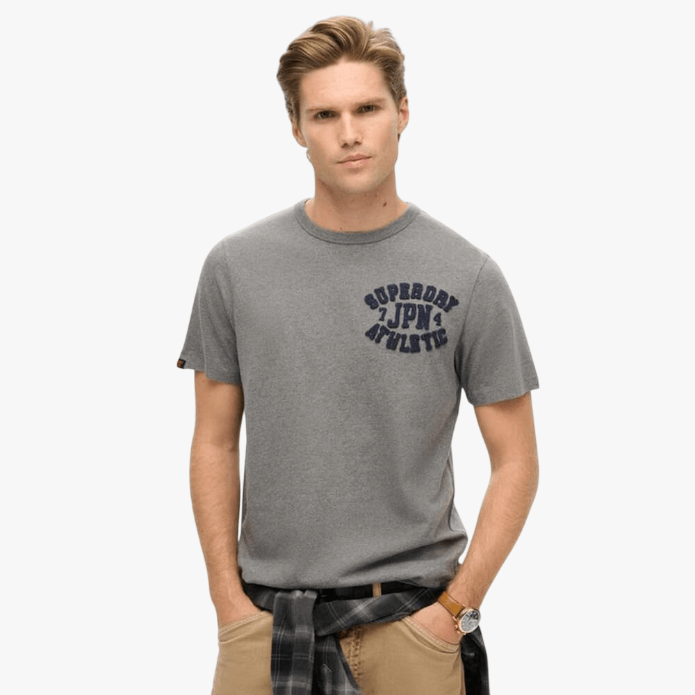 Superdry Mens Vintage Athletic Chest Tee Grey Superdry