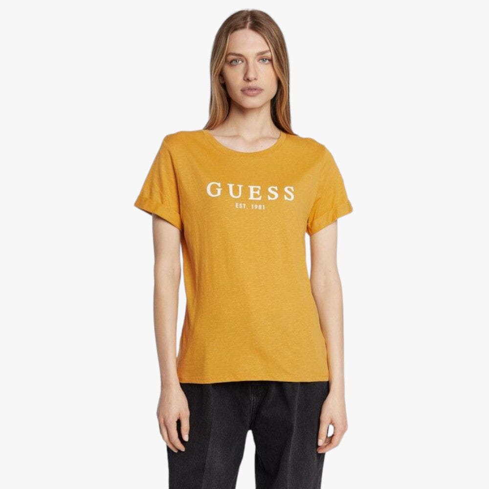 Guess Womens 1981 Roll Cuff Short Sleeve Tee Golden | Guess