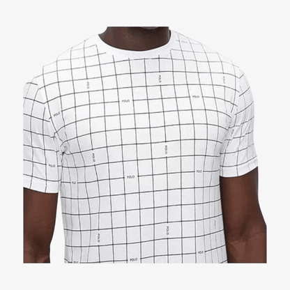Polo Mens Printed Grid Short Sleeve Tee White | Polo