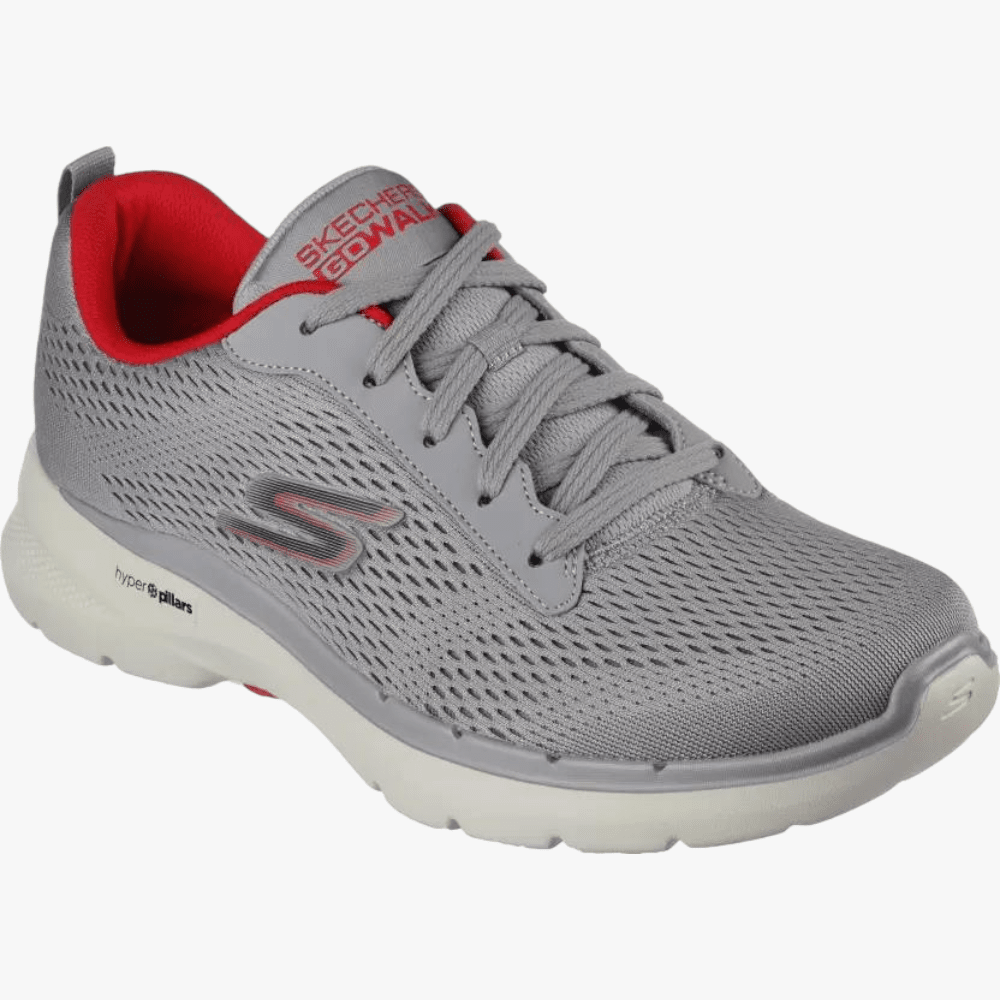 Skechers Mens Go Walk 6 Sneaker Grey Red | Skechers