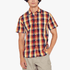 Jeep Mens Yarn Dyed Check Short Sleeve Shirt Burgundy Yellow | Jeep